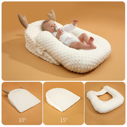 Wedge Pillow Anti Reflux, 3-Piece Wedge Pillow Bed Reflux Pillow Anti-Colic, Wedge Pillow U-Positioning Pillow Side Support Pillow with Memory Foam, Washable Nursing Pillow Triangles Ramp Pad (Beige#)