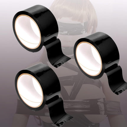 Love69Toys Ouch! - Bondage Tape 20m long - 5cm wide 3PC Static-Free Design Tape, Versatile Bondage SM Tape for Sexual Sex Play Couples Women Men (Black)