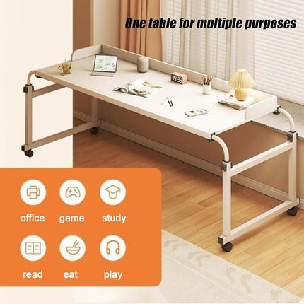 KHLMSRXJ Rolling overbed table, bedside table with wheels, height and length adjustable, mobile table, over the bed with wheels, large cross-bed table with wheels