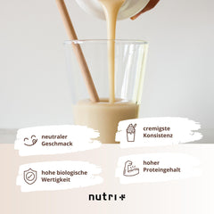 Nutri + Vegan Protein Powder Neutral without sweeteners + sugar with 85% protein - Vegan Protein Powder 1 kg unsweetened - Natural Protein Powder