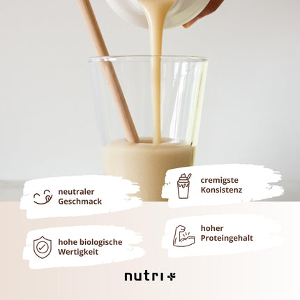 Nutri + Vegan Protein Powder Neutral without sweeteners + sugar with 85% protein - Vegan Protein Powder 1 kg unsweetened - Natural Protein Powder