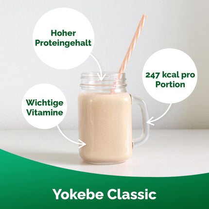 Yokebe Classic - Diet Shake for Weight Loss - Gluten-Free and Vegetarian - Meal Replacement for Weight Loss with High-Quality Proteins - 500 g = 12 Servings