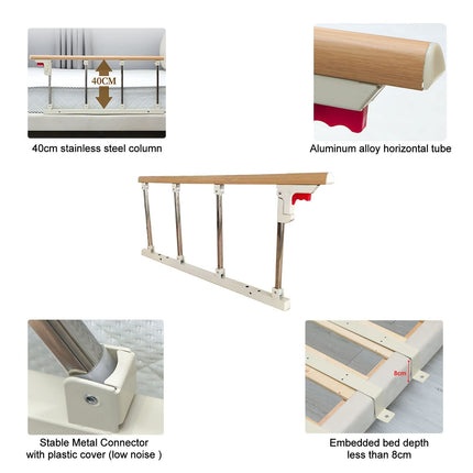 Gdmokle Bed Rail for Elderly, Foldable Bed Railing, Sturdy Metal Guard Assist Handle for Adults, Home Care, Hospital, 95x40cm