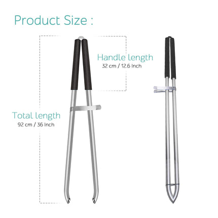 EJG 92 cm Long Commercial Garbage Grabber, All-Purpose Grabber, Lightweight Aluminum &amp; Rustproof, Trash Tongs, Waste Collection Garden Grabber Plogging for Garbage Collection (Black)