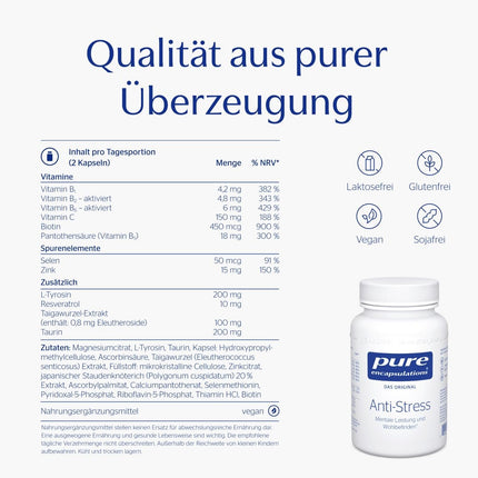Pure Encapsulations - Anti-Stress - Micronutrients for a Balanced Psyche - With B Vitamins, Vitamin C, Zinc, and Selenium - 60 Capsules