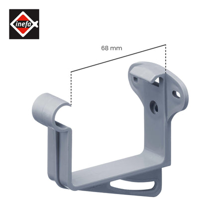 INEFA fascia board holder, gutter holder box-shaped NW68 / 68mm 1 piece, grey gutter holder made of PVC-U plastic for box gutters, Made in Germany