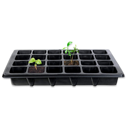 Schramm® 4 piece cultivation set greenhouse cultivation tray pots indoor greenhouse 38.5 x 24 x 7 cm for 96 cultivation pots cultivation set mini greenhouse black