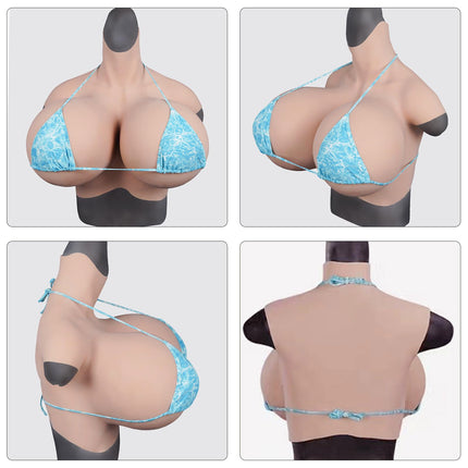 MOTLEYBEAN Silicone Breast Forms S Cup Z Cup Super Huge Cotton Breast Plate with Airbag Filling for Crossdresser Transgender Drag Queen Cosplay (Nude, K-Cup Cotton Filling)