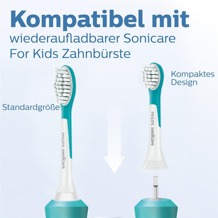 Philips Original Compact brush heads for the Sonicare for Kids sonic toothbrush (for children 3 years and older) – 4-pack, in blue (model HX6034/33)