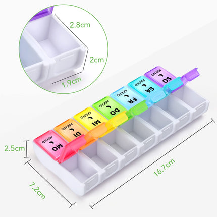 Opret German pill box 7 days 2 compartments morning evening, removable pill box, pill box medication box 7 days tablets weekly box pill box pill box 14 compartments