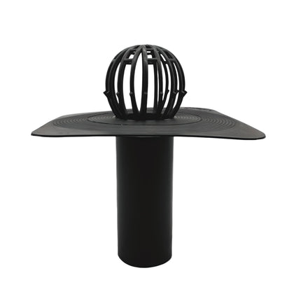 Flat roof drain DN50 to DN150 with leaf catcher, flat roof drain, roof sealing, square roof drain including leaf catcher, roof drainage, parapet drain, special hard PVC (roof drain DN50)