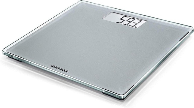 Soehnle Style Sense Compact 300 personal digital scale with extra-large platform, scale with easy-to-read LCD display, personal scale in extra-flat design, body scale made of safety glass