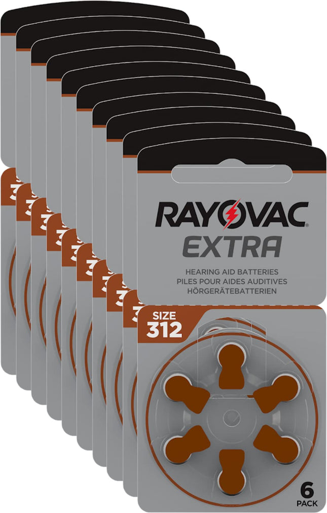 Rayovac Extra 312 batteries for the headphones PR41, 312AE, A312, DA312, P312 and PR312H, 60 pieces