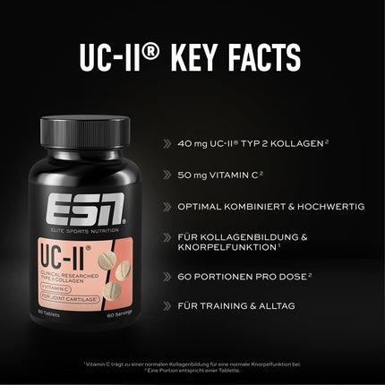 ESN Collagen Type II, 60 tablets for a 2-month supply, with UC-II collagen and vitamin C - made in Germany