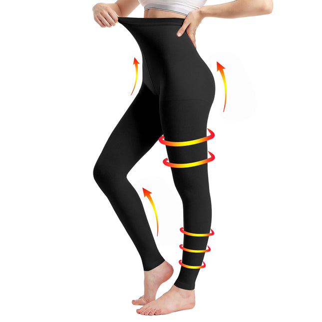 Medical compression stockings for women and men, 20–30 mmHg, progressive support tights, opaque toeless compression tights, class 2, suitable for varicose vein edema, TVT (black, XL)