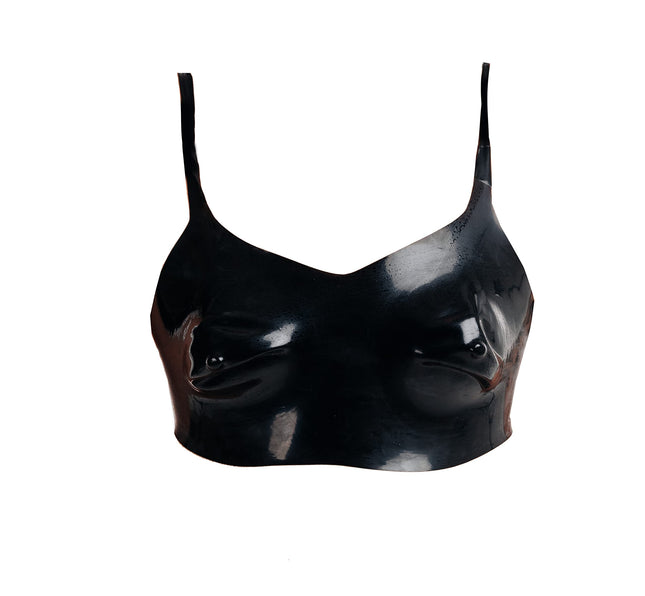 Rubberfashion Latex Bustier with Cups - molded - Latex Bra for women and ladies black 0.4mm M
