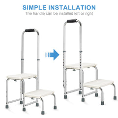 REAQER Bathtub Step with Grab Bar for Seniors… White