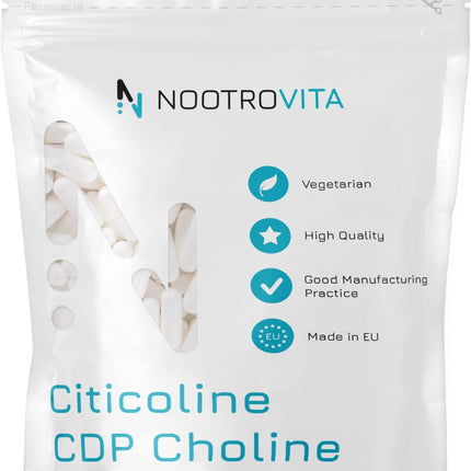 Citicoline CDP Choline 120 Capsules - For Memory, Concentration, and Cognitive Function | Gluten and Allergen Free | Manufactured in ISO-Certified Facilities | Nootrovita