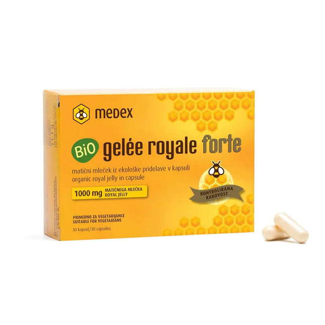 Medex Bio Royal Jelly FORTE, high dosage 1000 mg Royal Jelly, lyophilized, dry form, clinically proven results, 30 capsules, 30 days of use