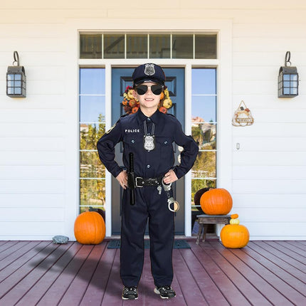 NIEEKRUN 6 Pieces Police Costume Accessories with Police Hat Walkie Talkies Handcuffs Badge Baton Whistle, Police Costume Children Police Costume Set for Cosplay Police Costume Children