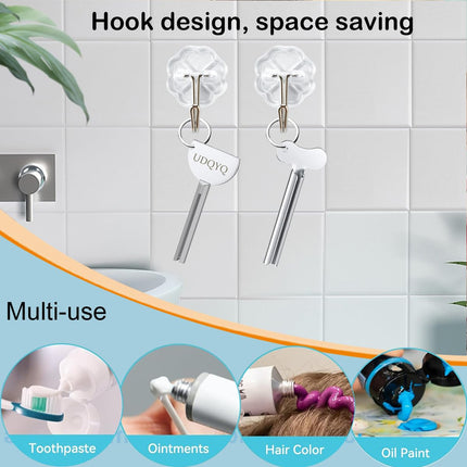 UDQYQ 6 pieces tube squeezer stainless steel tube squeezer metal tube press tube roller for toothpaste, hair dye, pigments, suitable for kitchen, bathroom, studio.