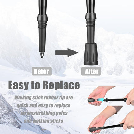 KINDOYO Rubber Walking Stick Caps - 6 Pieces Replacement Caps for Walking Sticks, Hiking, Trekking Poles