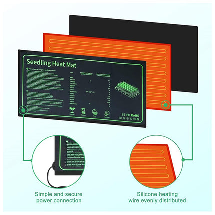 Lotvic Plant Heating Mat, Indoor Greenhouse Heat Mat 52x25 cm, Heat Mat for Seedling Germination, IP67 Waterproof Heating Pad Fast Heating for Cultivation Greenhouse or Growbox