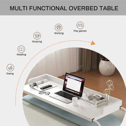 KHLMSRXJ Rolling overbed table, bedside table with wheels, height and length adjustable, mobile table, over the bed with wheels, large cross-bed table with wheels