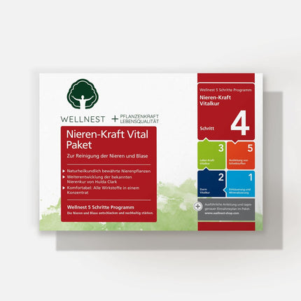 Wellnest Kidney Power Detox Treatment Package (detoxification treatment package for 30 days of kidney cleansing according to Hulda Clark) - 100% plant-based - easy to use, including magazine