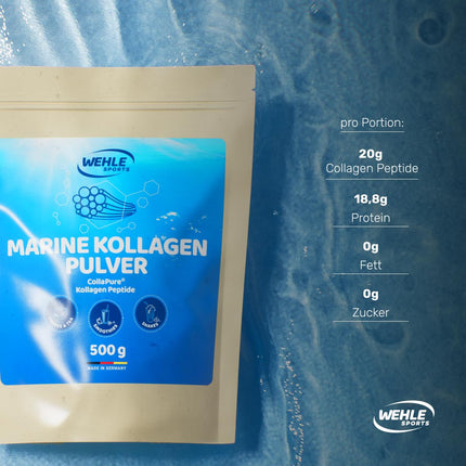 Marine Collagen Powder 500g - Bioactive Collagen Hydrolysate Peptides - Branded Raw Material CollaPure® - Wehle Sports Fish Collagen - Neutral