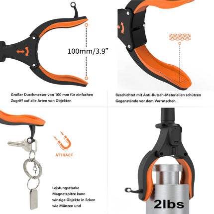 Kekoy 81cm Foldable Grabber with Light, Grabber for Seniors, Grabber Garbage Tongs, Anti-Slip Jaw, Comfortable Rubber Grip, Lifting Aid for Seniors, Magnetic Hook for Garbage Tongs, Arm Extension
