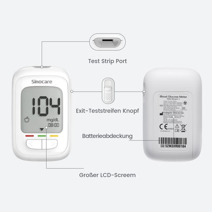 sinocare blood glucose meter set, upgraded glucose meter with test strips 50, starter and elder friendly (Safe AQ pro I blood glucose meter set 50)