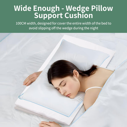 Meulbaty 190x81x19CM Wedge Pillow for Bed, Memory Foam Material Support Pillow Pillow for Sleep Improvement, Large and Wide Reading Pillow, Mattress Wedge for Acid Reflux, Neck or Back Pain