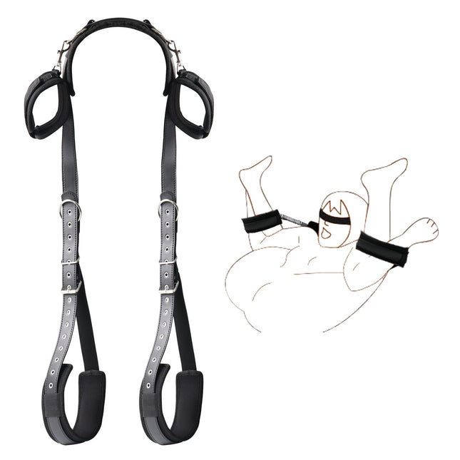 Hallowa BDSM Sex Bondage Restraints, Bondage Set with Handcuffs and Ankle Cuffs, Adjustable Thigh Bandage Ropes and Soft Neck Support, Sex Toys for Couples Sex Toys