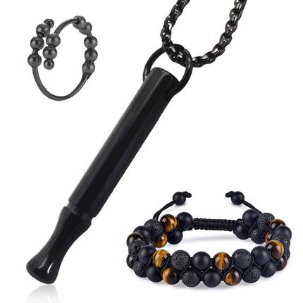 Carreneu Necklace Smoke-Free Smoking Cessation Aid Necklace Smoke-Free Original Smoking Cessation Necklace Mindfulness Necklace Relieves Stress and Reduces Anxiety With 1 Bracelet 1 Anxiety Ring