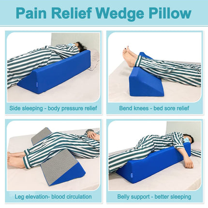 Wedge Pillow for Sleeping, Foam, Body Positioning Wedges, Adult, Hospital, Inclined Sleeping Pillows for Pressure Ulcers, Bed Sores, Treatment, Rotating Wedge, Large Body, Nursing Pillow