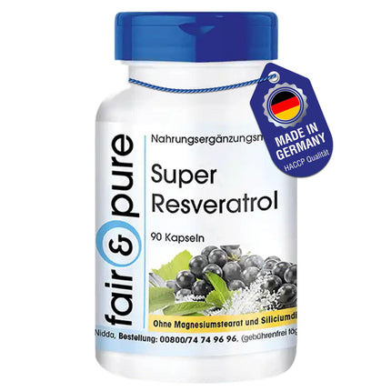 Fair &amp; Pure® - Super Resveratrol - 90 Capsules - Natural Resveratrol from Knotweed with Bioflavonoids - Vegan
