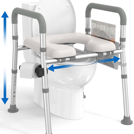 HOMLAND Raised Toilet Seat with Handles, Raised Toilet Seat for Seniors with Adjustable Height and Width, Raised Toilet Seat for Elderly, Pregnant Women, Fits Any Toilet