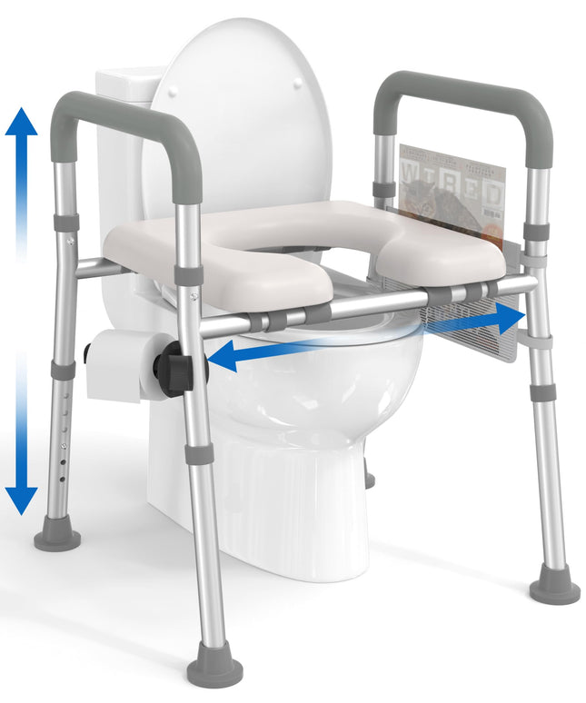 HOMLAND Raised Toilet Seat with Handles, Raised Toilet Seat for Seniors with Adjustable Height and Width, Raised Toilet Seat for Elderly, Pregnant Women, Fits Any Toilet