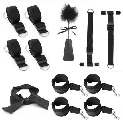 BDSM bondage sex toys for couples extreme sex, hanging door cuffs toy with adjustable bed cuffs handcuffs ankle cuffs feather whip and blindfold erotic bondage set for beginners