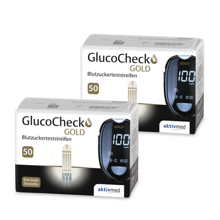 GlucoCheck GOLD - 100 blood glucose test strips for monitoring blood glucose levels - Can be used with the GlucoCheck GOLD blood glucose meter