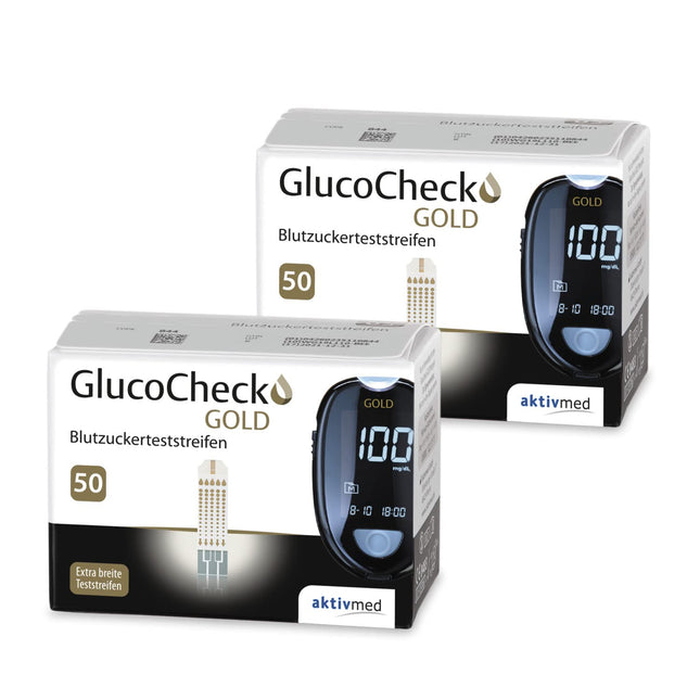GlucoCheck GOLD - 100 blood glucose test strips for monitoring blood glucose levels - Can be used with the GlucoCheck GOLD blood glucose meter