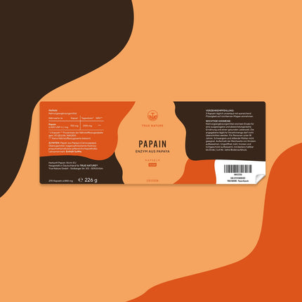 Papaya Enzyme Capsules - 270 Capsules - HIGH DOSE: 2100mg pure papain - 6 million units/g papain enzyme activity - Vegan, German production - TRUE NATURE®