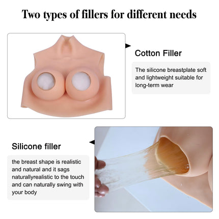 CRRCLSY Silicone Breast Forms Realistic Fake Breasts Breastplate False Boobs for Cosplay Crossdresser Drag Queen (Cream, B Cup Silicone Filler) (Cream, C Cup Silicone Filler)