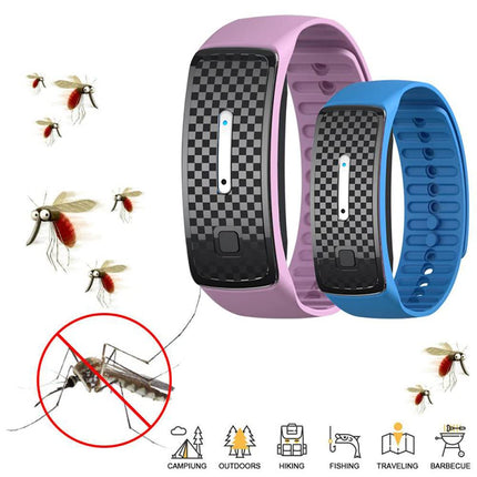 Ultrasonic Mosquito Repellent Bracelet, Waterproof Anti-Mosquito Band, Ultrasonic Mosquito Repellent Bracelets Anti-Mosquito Band for Children Adults Reusable, Blue