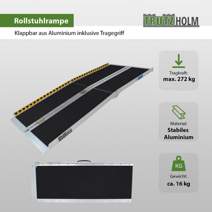 TRUTZHOLM wheelchair ramp foldable 183 cm load capacity 272 kg aluminum grey black coated access ramp