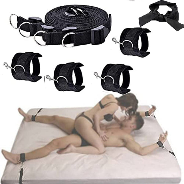 BondageSet Bed Restraints Sex Toy for Couples Extreme Bed Restraints with Handcuffs, Bed Set Bed Restraints Ankle Cuffs