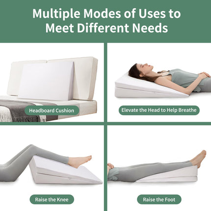 Meulbaty 190x81x19CM Wedge Pillow for Bed, Memory Foam Material Support Pillow Pillow for Sleep Improvement, Large and Wide Reading Pillow, Mattress Wedge for Acid Reflux, Neck or Back Pain