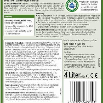 Substral Universal Liquid Fertilizer, 4L - Strengthens plant growth &amp; flowering, with Humifirst for all garden plants, 4 liters