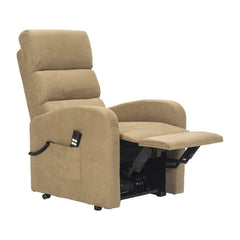 Sime LU-2 ADJUSTABLE electric recliner for seniors with 2 motors, independently adjustable backrest and footrest, 4-wheel kit, non-deformable seat, microfiber recliner with stand-up aid, camel